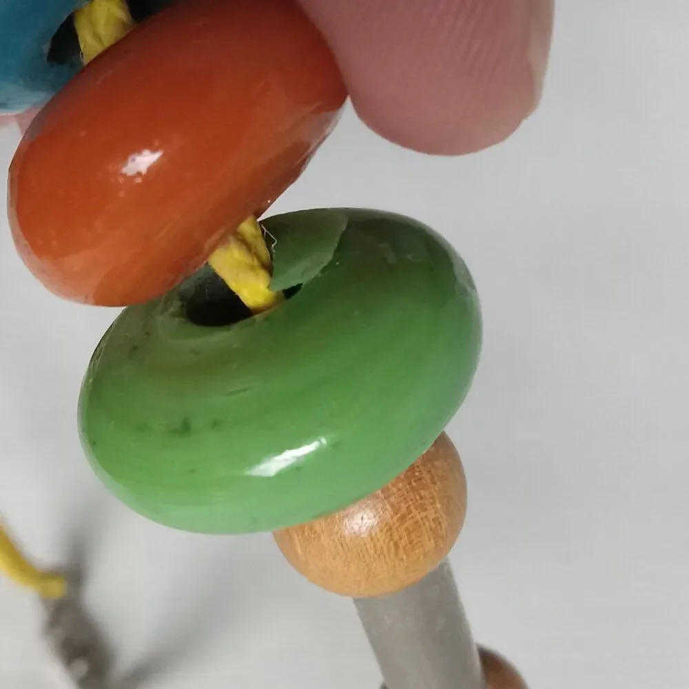 Vintage Colorful Ceramic Glass and Wood Beads Single Strand Maximalist Necklace